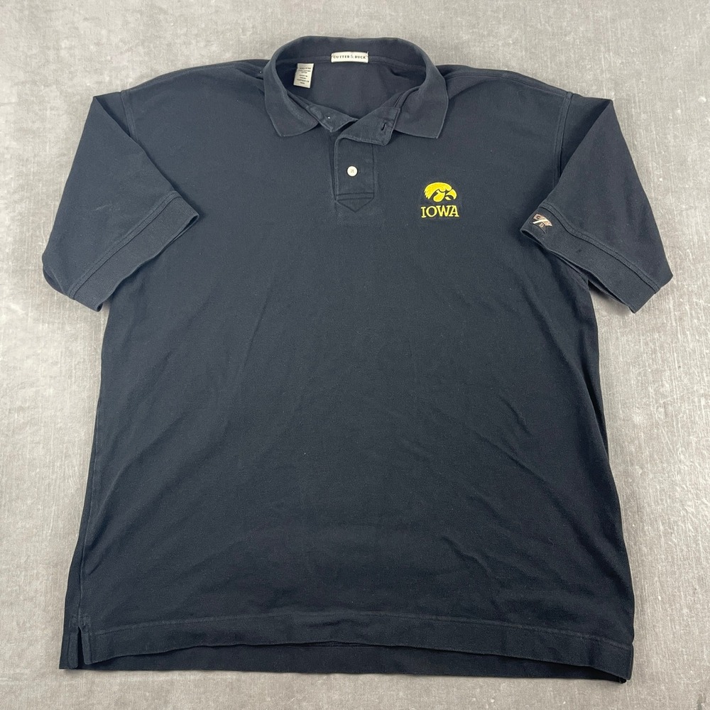 Iowa Hawkeyes Cutter & Buck Mens XXL Black Polo Shirt Embroidered Logo